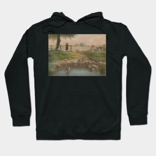 Peasant Children at Goose Pond by Jean-Francois Millet Hoodie